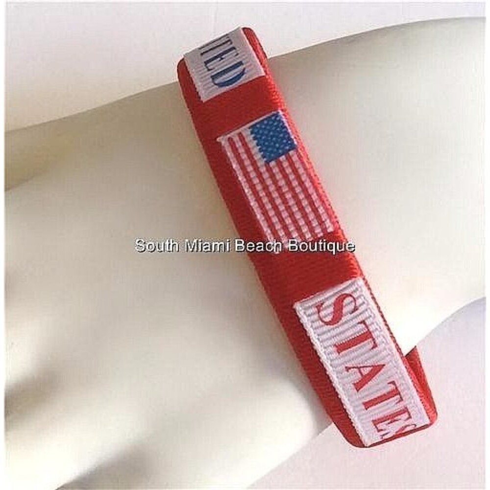 Patriotic USA American Flag Bracelet Mens Womens Nylon US Seller July 4